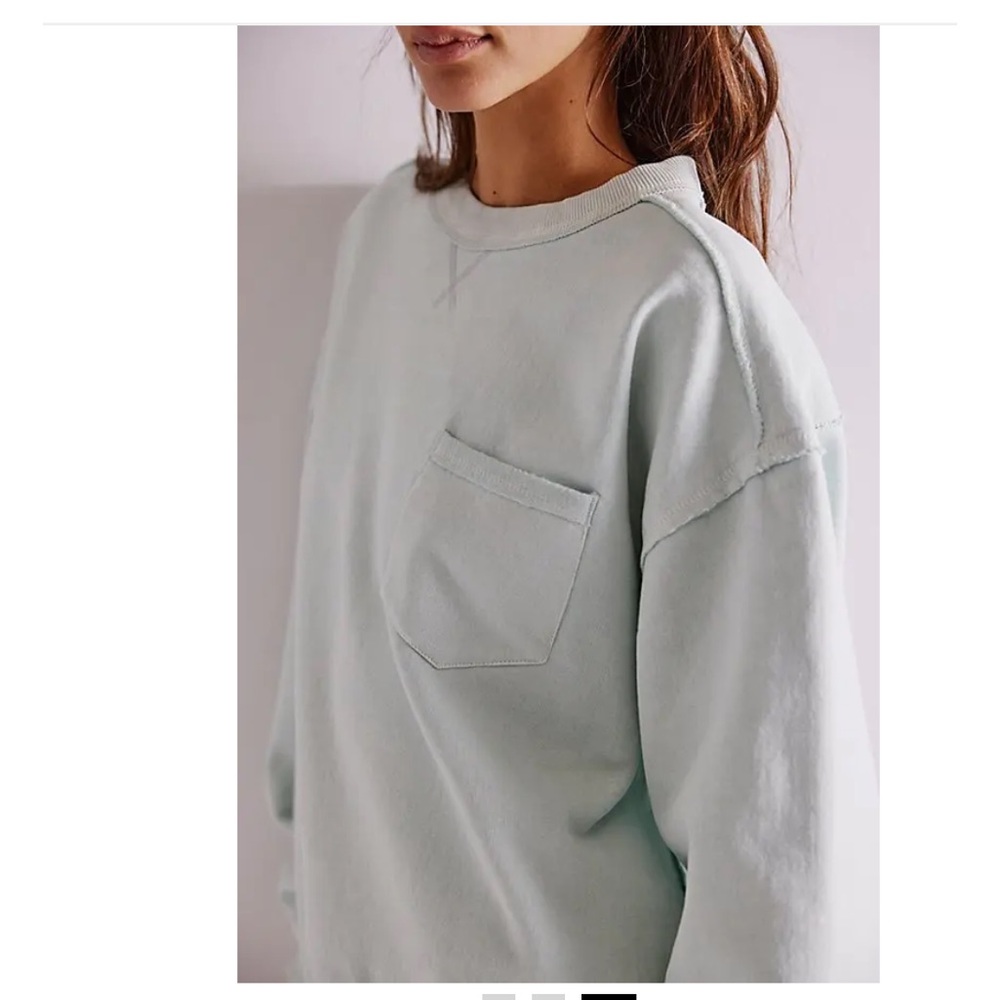 FREE PEOPLE We The Free Wallace oversized Pullover - Sea Mist NWT SIZE XS - Picture 3 of 9
